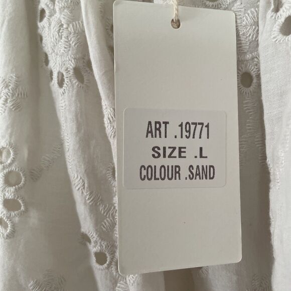 Valentina Naldi Off the Shoulder Dress NEW Sz L White Eyelet Lace Made in Italy - Picture 7 of 10